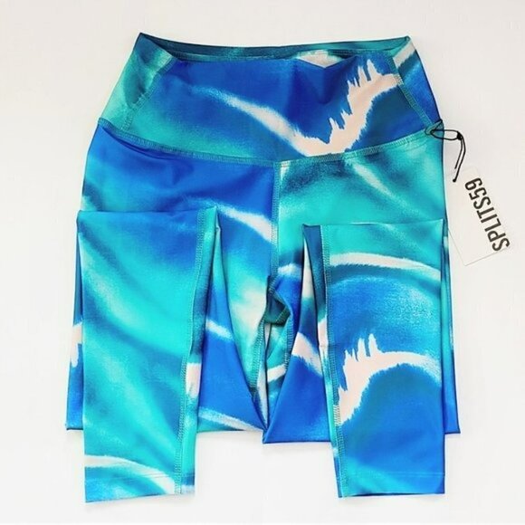 NWT SPLITS5 9 High Waist Moisture Wicking Ultra Soft Wave Print Bardot Leggings - Picture 7 of 7